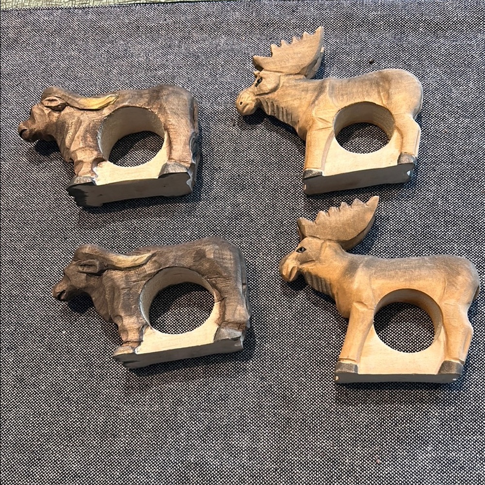 Cabin Elk, Moose napkin Rings set of 4